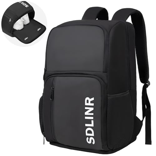 SDLINR Pickleball Bag Fits 4+ Paddles, Large Pickleball Backpack with Shoe Compartment and Fence Hook,Pickleball Gifts for Men Women - color: Black