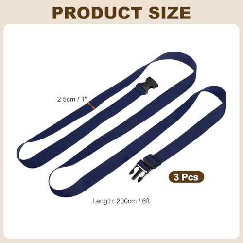 PATIKIL Utility Straps with Quick Release Buckle, (1 Inch x 6 Feet, Dark Blue) (3 Pcs) Adjustable Luggage Polyester Straps Backpack Webbing, Suit for Sleeping Bag/Camping/Hiking - color: Dark Blue, size: 1 Inch x 6 Feet
