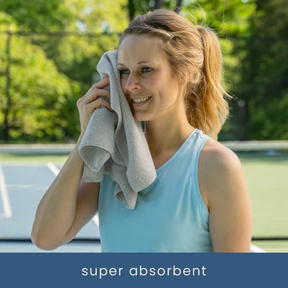 S&T INC. Microfiber Gym Towels, Yoga Towel for Home and Gym Bag, 16 Inch x 27 Inch, 6 Pack - color: Light Grey