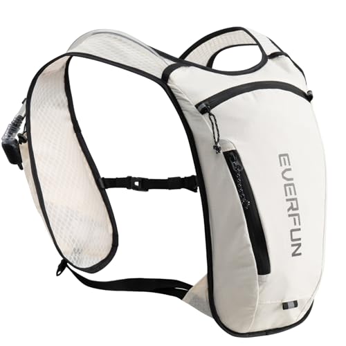 EVERFUN Hydration Backpack Running Vest Small Hiking Water Backpack with 1.5L Water Bladder for Women Men, Lightweight Reflective Phone Holder Hydro Pack for Trail Running, Biking, Race, Marathons - style: Cream