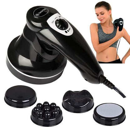 DS SAVORING Body Sculpting Machine for Women - 6-Speed Cellulite Massage & Lymphatic Drainage Device with Lipo Roller, Handheld Home Use for Belly Fat, Stomach, Thighs & Buttocks Sculpting - style: 4 Heads
