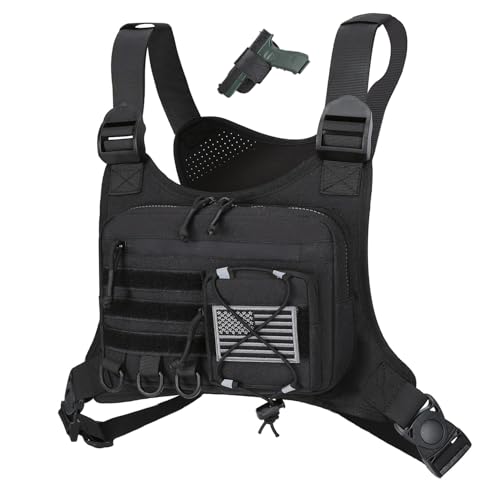 koculemi Outdoor Sports Chest Bag for Men, Chest Vest Holster Fits Most Pistols, EDC Travel Chest Pack for Running, Hiking - color: Black