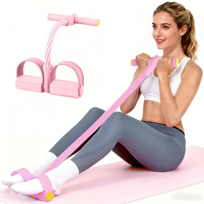 Pedal Resistance Bands with Handles, Upgrade 6-Tubes Elastic Bands for Exercise, Natural Rubber Foot Pedal Resistance Bands, Multifunction Fitness Bands for Abdomen, Waist, Arm, Leg, Pilates - color: Pink