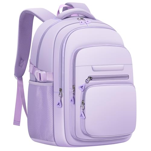 PRAGARI Cute Backpack for School Girls Aesthetic Backpack Women College Bookbag Large Students Laptop Bag Travel Casual Daypack - color: Purple