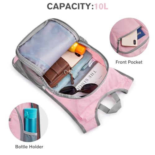 G4Free 10L/15L Hiking Backpack Lightweight Packable Hiking Daypack Small Travel Outdoor Foldable Shoulder Bag - color: Pink Checkered, size: 10L