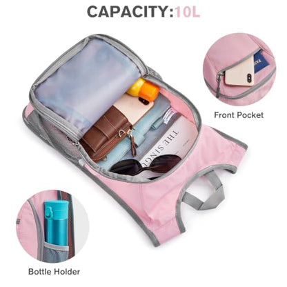 G4Free 10L/15L Hiking Backpack Lightweight Packable Hiking Daypack Small Travel Outdoor Foldable Shoulder Bag - color: Pink Checkered, size: 10L