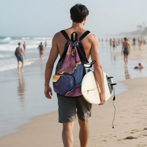 Drawstring Gym Bags For Men Women Climbing Gym Bag With Pockets Cinch Bags Waterproof Marble Burgundy Navy Blue - color: Color 25