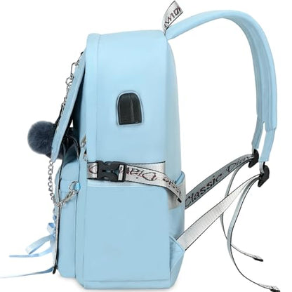 Spotted Tiger School Backpack for Girls Backpack with Lunch Box Backpacks for Teen Girl Backpacks School Bag Bookbag (Blue) - color: Blue