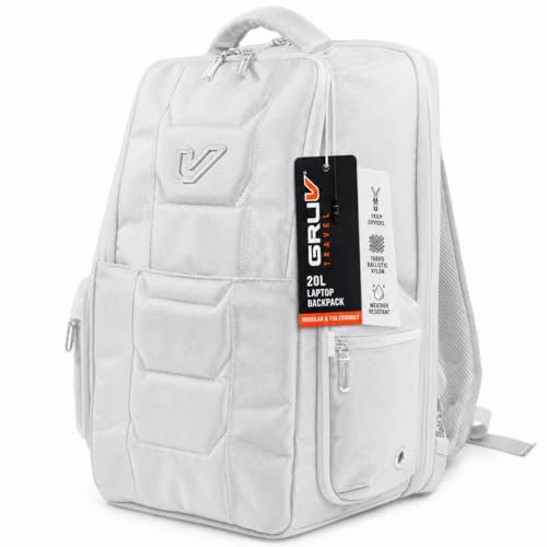 Gruv Gear Travel Laptop Backpack, 20L Silver Tech Backpack with Modular Storage Shelves, Dual Access Pockets & TSA-Friendly Design, Compact Carry-On Backpack for Work, Travel & Everyday Carry - color: Silver/Blue