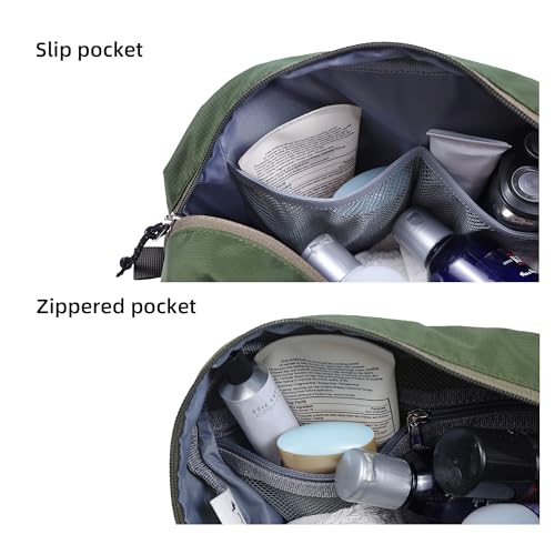 Travel Toiletry Bag 8L, Large Packing Cube with Waterproof TPU Wet/Dry Compartment - color: Medium Olive, size: 8L