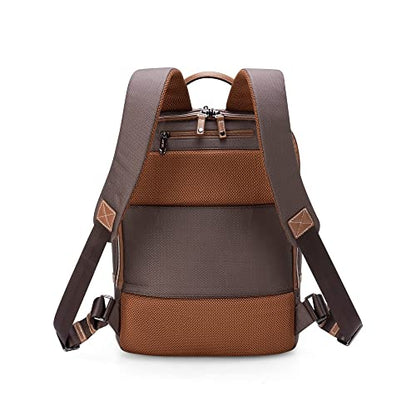 DELSEY PARIS Chatelet Air 2.0 Travel Laptop Backpack, Fits 14 Inch Laptop, Water-Repellent Recycled Fabric, Vegan Leather Trim, Trolley Sleeve, Chocolate Brown - color: Brown