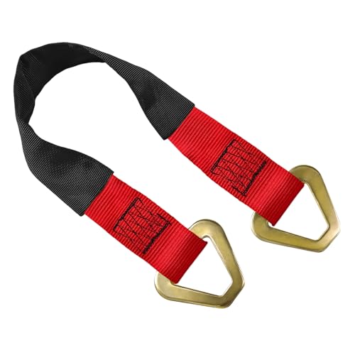 2" × 29" Premium Axle Tie Down Strap with D Rings, Heavy Duty Car Tire Wheel Tie-Down with Protective Sleeve, 6614 Lbs Adjustable Axle Tow Strap for Securing Vehicle Transport (Red) - color: Red