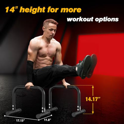 RELIFE REBUILD YOUR LIFE Dip Station Functional Heavy Duty Dip Stands Fitness Workout Dip bar Station Stabilizer Parallette Push Up Stand - color: Black-03