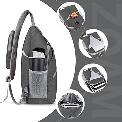 ZOMAKE Sling Bag,Small Crossbody Sling Backpack,Water Resistant Shoulder Daypack for Travel,Anti Thief Chest Bag for Hiking(Black(Stripe)) - color: Black(stripe)