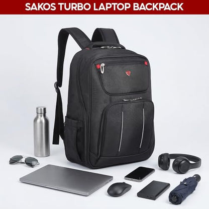 SAKOS Turbo 15.6 inch Laptop Backpack, Professional Travel Backpack Carry on Flight - TSA Approved, Water Repellent Luggage Backpack for Men & Women, College Backpack with Laptop Compartment - Black - color: 3. Turbo - Black
