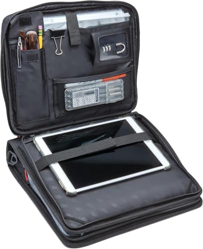 Case-it 2 Inch 3 O-Ring Zipper Binder with Padded Laptop Case Workstation, Shoulder Strap, LT-117, Black - color: D Black / Multi, size: 36 Pack