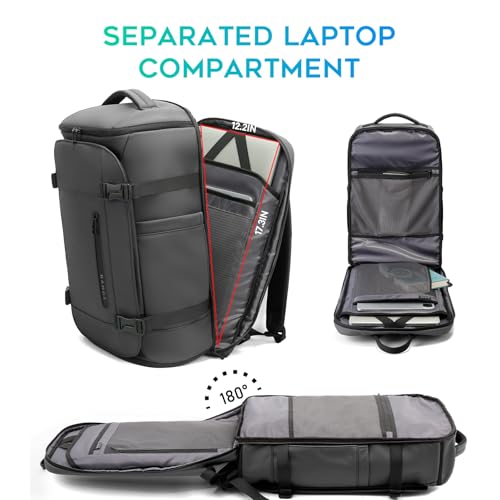 BANGE Large Luggage backpack Backpack, 40L Travel Laptop Backpack Fits 17.3 Inch Notebook, Traveling Luggage Backpack,Carry On Rucksack with Water Bottle Holder for Traveling, Hiking, Business - color: Grey