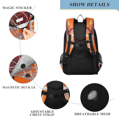 ALAZA Basketball Orange Sport Backpack College Middle High School Bag Laptop Bag Casual Dayback Travel Business 17 inch
