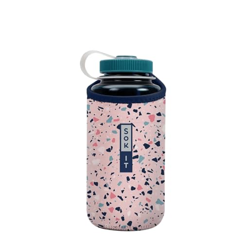 Sok It BotlSok Water Bottle Sleeve Insulated Neoprene Cover (Pink Terrazzo, Fits 32oz Nalgene) - color: Pink Terrazzo, size: Fits 32oz Nalgene