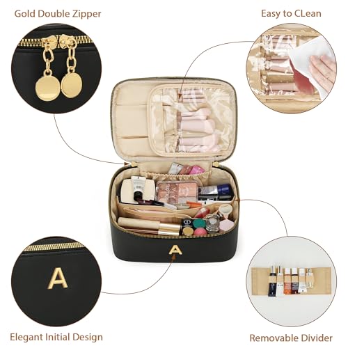 Gifts for Women Travel Makeup Bag Personalized Cosmetic Bag Portable Large Capacity Toiletry Bag(Black-A) - color: Black, style: A