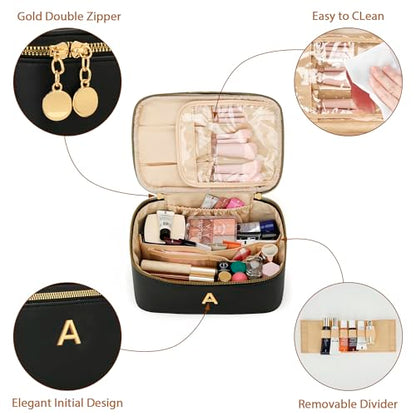 Gifts for Women Travel Makeup Bag Personalized Cosmetic Bag Portable Large Capacity Toiletry Bag(Black-A) - color: Black, style: A