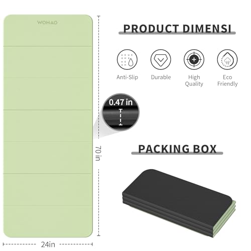 7-Fold Yoga Mat 70"x24" - 1/2 Inch Thick Folding Exercise Mat, Compact Non-Slip TPE Mat for Travel, Storage, Yoga & Home Gym, Lightweight & Portable - color: Grass Green + Black