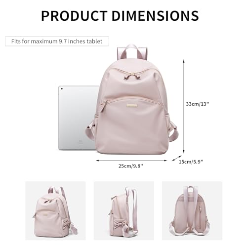 GOLF SUPAGS Stylish Laptop Backpack Purse for Women Girls Casual Travel Daypack Mini Backpack Handbag Nylon Bookbag - color: Soft Pink