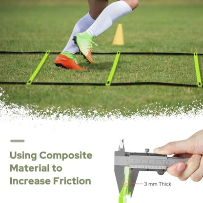 GHB Pro Agility Ladder Agility Training Ladder Speed 12 Rung 20ft with Carrying Bag - color: Green