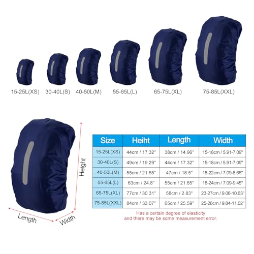 PATIKIL Waterproof Backpack Rain Cover, Non-Slip Backpack Cover with Vertical Reflective Strap Stay Dry for Hiking, Camping, Hunting - color: Dark Blue, size: Small