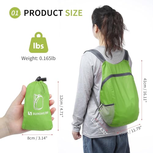 20L Ultra Hiking-Daypack Lightweight Foldable Travel Packable Backpack for Camping Cycling Outdoor,green - color: Green