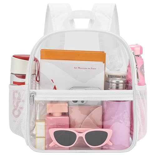Oraben Clear Backpack for Stadium Events Stadium Backpack Waterproof 12x6x12 Clear Bag for Adult Concert Sport Work - color: White, style: Enhanced Strap
