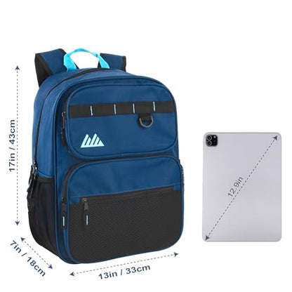Summit Ridge Travel Backpack for Men and Women, Spacious Work Daypack with Water Bottle Pockets (Navy) - color: Navy