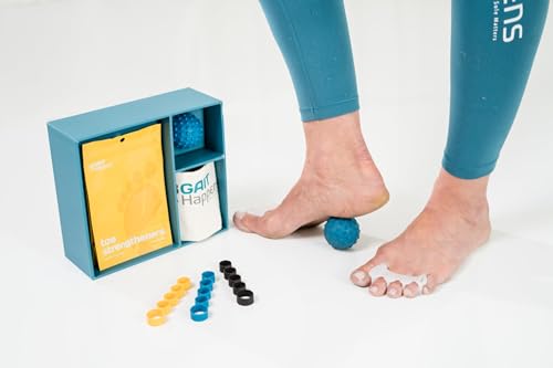 Gait Happens Foot Health Kit – Strengthen & Mobilize Your Feet. Includes: Toe Spacers, Toe Strengtheners, Massage Ball, Resistance Band and Carrying Bag - size: Small