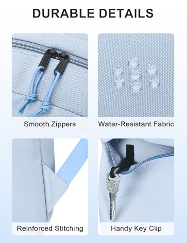 VASCHY Lightweight Backpack for School, Water Resistant Classic Bookbag with Side Pockets for Boys,Kids,Teens Baby Blue - color: Baby Blue