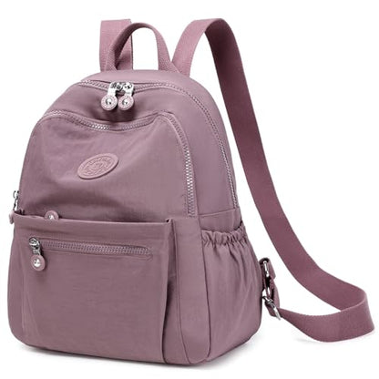 Mini Backpack Purse for Women Lightweight Nylon Casual Bag Small Daypacks for Work Travel (A Salmon) - color: A Salmon