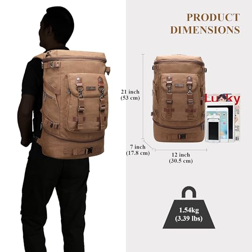 WITZMAN Travel Backpack for Men Women Carry-on Airline Approved - color: Brown