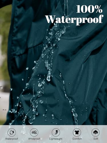 CRIPOM Light Weight Rain Jacket Women Waterproof Windbreaker Travel Rain Coats for Women Packable S-XXL - color: Dark Blue, size: Medium