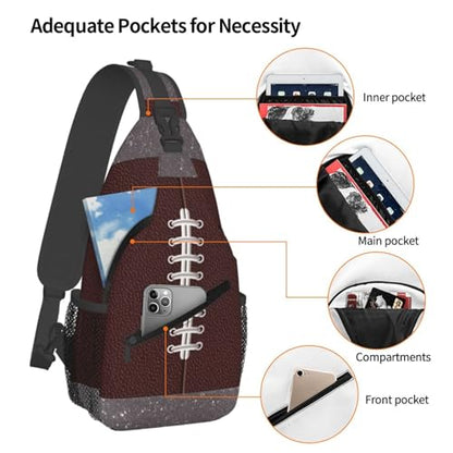 Sling Backpack Unisex Crossbody Chest Bag Shoulder Chest Bag For Women Men Hiking Travel - color: Football