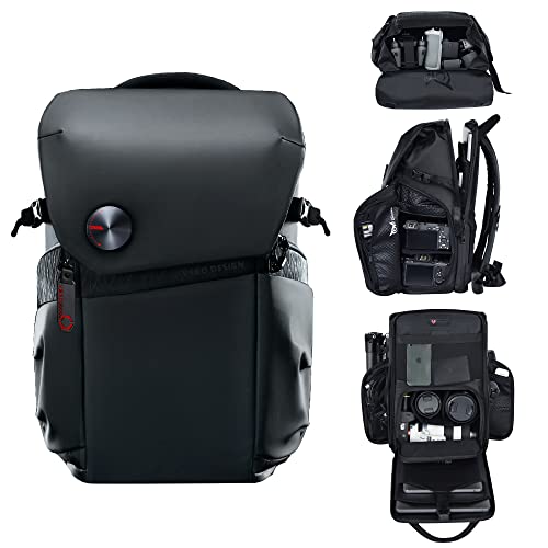 VSGO 20L Professional Camera Backpack for DSLR/SLR, Compatible with Sony Canon Nikon Cameras, DJI RSC2 Gimbals, Tripod, 15.6" Laptop, Lenses & Accessories – Waterproof TPU Canvas, Travel & Outdoor Use - size: 20L