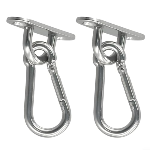 Steel Ceiling Wall Hook Anchor Hanger Yoga Swing Suspension Straps, Gym Brackets Indoor Outdoor Use, 2 Pack Silver