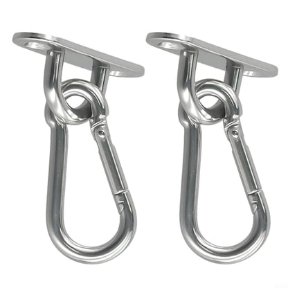 Steel Ceiling Wall Hook Anchor Hanger Yoga Swing Suspension Straps, Gym Brackets Indoor Outdoor Use, 2 Pack Silver