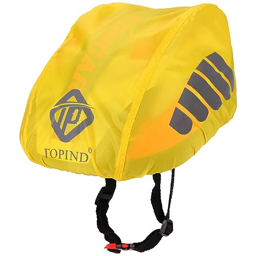 TOPIND Bike Helmet Cover High Visibility Waterproof Cycling Helmet Rain Cover with Reflective Strip Dustproof Breathable Mountain Road Bicycle Helmet Snow Cover Ride Gear - color: Yellow, size: Large
