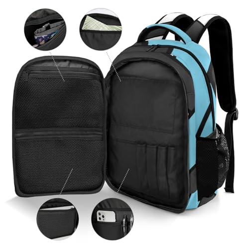 Volleyball Light Blue Black Shoulder Backpack Bag for Sports Travelling Hiking Camping - color: Muilti 17