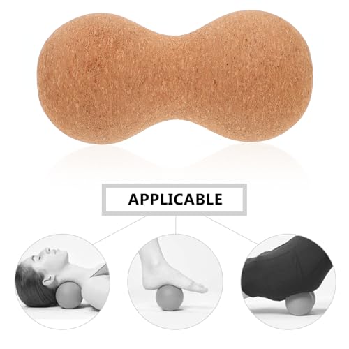 Alipis Peanut Deep Tissue Massage Ball Cork Wood Dual Mobility Massager for Muscle Relief Trigger Point Therapy Yoga Fitness and Travel