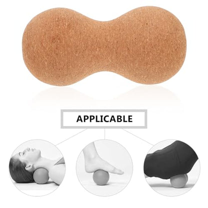 Alipis Peanut Deep Tissue Massage Ball Cork Wood Dual Mobility Massager for Muscle Relief Trigger Point Therapy Yoga Fitness and Travel