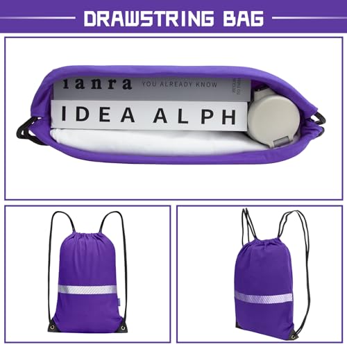 AYKRM Personalized Purple Drawstring Backpack Bag work Sackpack logo - color: Purple-logo