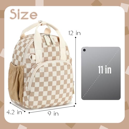 Bluboon Toddler Backpack for Girls Boys 2-4 Cute 12" Preschool Kindergarten Backpacks Kids Daycare Bags School Travel (Brown-White checkered, Age 2-4 (12" H not Fit A4 Folder)) - color: Brown-white Checkered, size: Age 2-4 (12" H not Fit A4 Folder)
