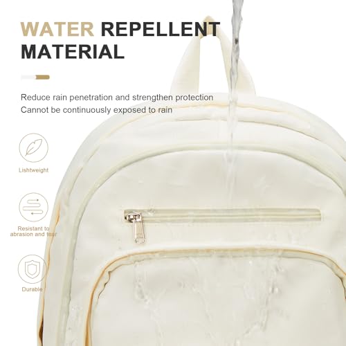 College Backpack For Women Men,Lightweight High School Bag,School Backpack With Lots Of Pockets,Cute Bookbag For Teens Boys Girls,Casual Daypack Backpack For School(Beige) - color: F2-white