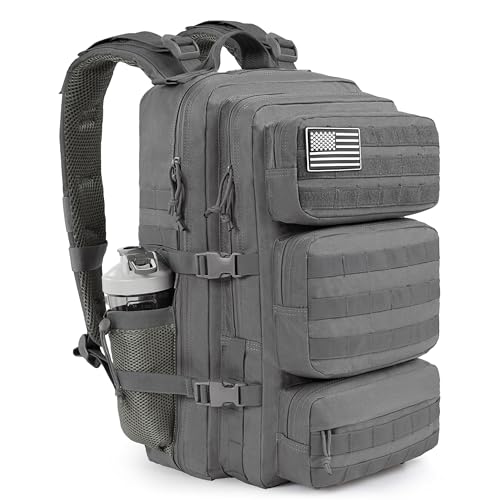 Military Tactical Backpack 50L Large Day Backpack for Men Molle Army 3 Days Assault Pack Bug Out Bag Water Resistant and Heavy Duty Hiking Treeking Rucksack - Grey - color: Grey, size: 50L