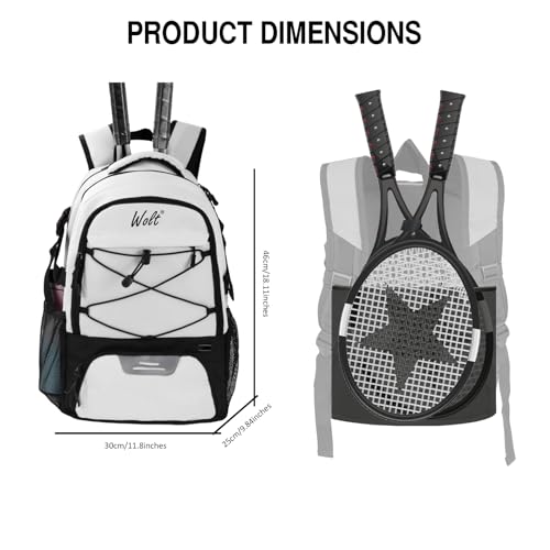 WOLT Tennis Bag - Large Tennis Racket Backpack for Men & Women - Ventilated Shoe Compartment - Holds 2 Rackets - color: Beige
